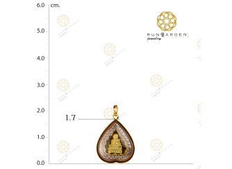 ปู่ทวด ใบโพธิ์พลอย 3 มิติทองรองจิ๋วเกลี้ยง