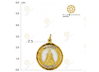 ชินราช ดอกไม้ข้างพลอยกลมใหญ่ทอง จับขอบ