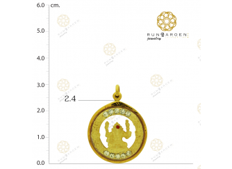 พิฆเนศ ดอกไม้ข้างพลอยกลมใหญ่ทอง จับขอบ
