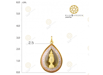 พระประจำวันจันทร์ 3 มิติ พลอยหยดน้ำกลางเกลี้ยง