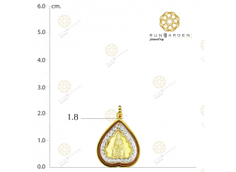 กวนอิม ใบโพธิ์พลอย 3 มิติทองรองจิ๋วเกลี้ยง