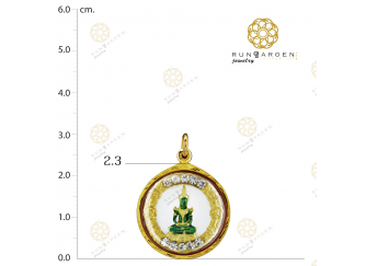 พระแก้วเขียว ดอกไม้ข้างพลอยกลมกลาง จับขอบ