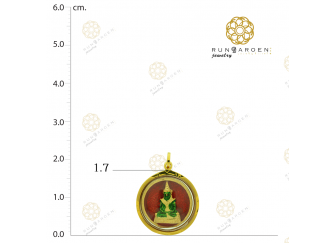 พระแก้วเขียวเหรียญกลมลงยาจิ๋ว จับขอบ