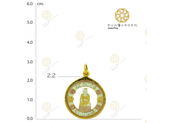 กวนอิม ดอกไม้ข้างพลอยกลมกลาง 3K จับขอบ