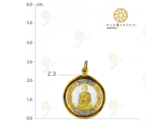 สมเด็จโต ดอกไม้ข้างพลอยกลมกลางทอง จับขอบ