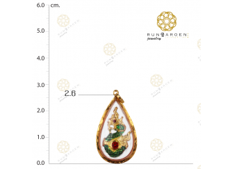 พญานาคอุ้มพลอย รุ่น หนุนดวง กลาง จับขอบ3K + เขียวมรกต + ขาว