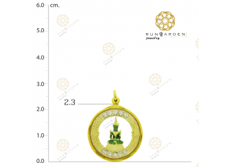 พระแก้วเขียว ดอกไม้ข้างพลอยกลมใหญ่ จับขอบ