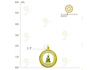 พระแก้วเขียว ดอกไม้ข้างพลอยกลมรองจิ๋ว จับขอบ