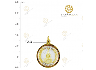 โสธร ดอกไม้ข้างพลอยกลมกลางทอง จับขอบ