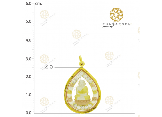 ปู่ทวด หยดน้ำดอกไม้ข้างพลอยกลาง 3K จับขอบ